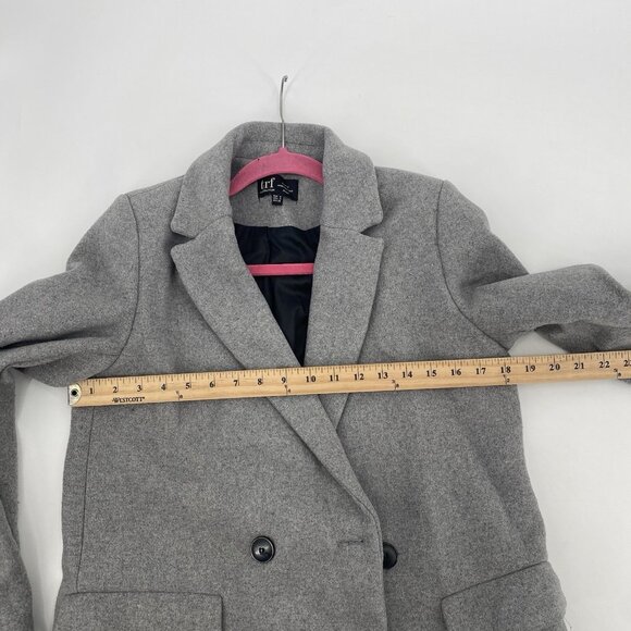 Zara Womens Small Gray Coat Double Breast Long Old Money Preppy Trench Coat - Picture 12 of 12